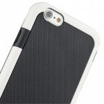 Wholesale Apple iPhone 6 4.7 Slim Tri Color Hybrid Case (Black White)